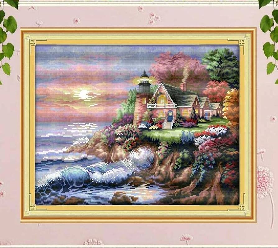 刺繍絵画「水辺の風景」（額（絵）縦３０．５㌢×横３３㌢（９．５×１２．５）） 刺繍 絵画 刺繍絵画「水辺の風景」（額（絵）縦30．5㌢×横33